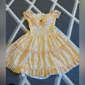 Floral Yellow and White Dress